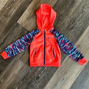 Nike Dri-Fit Hooded Zip Up, Orange and Blue, Kids 2T